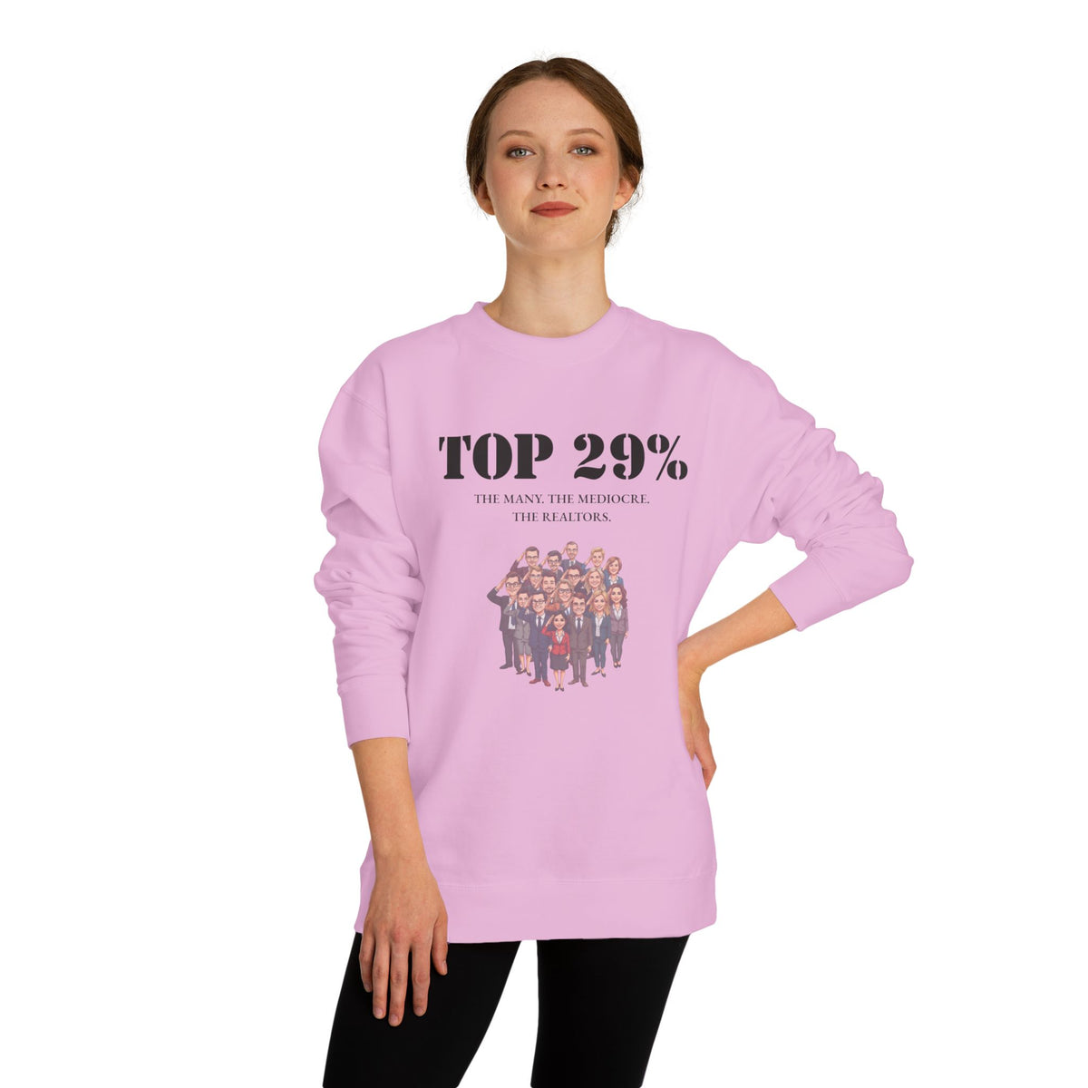 Crewneck sweatshirt printed with the Top 29% design