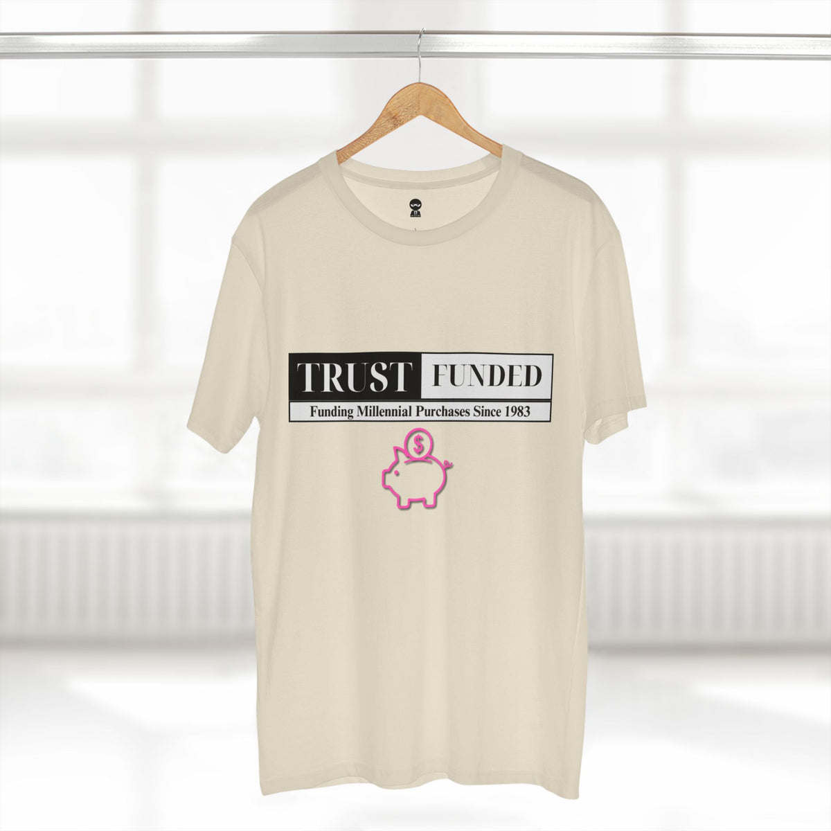 T-shirt printed with the Trust Funded design