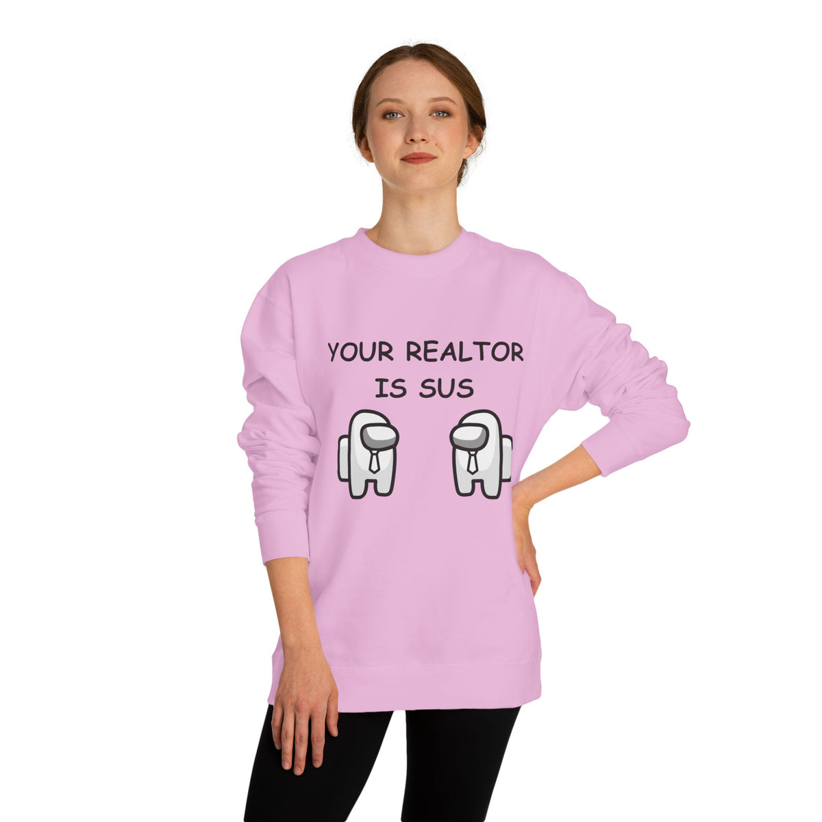 Crewneck sweatshirt printed with the Your Realtor Is Sus design