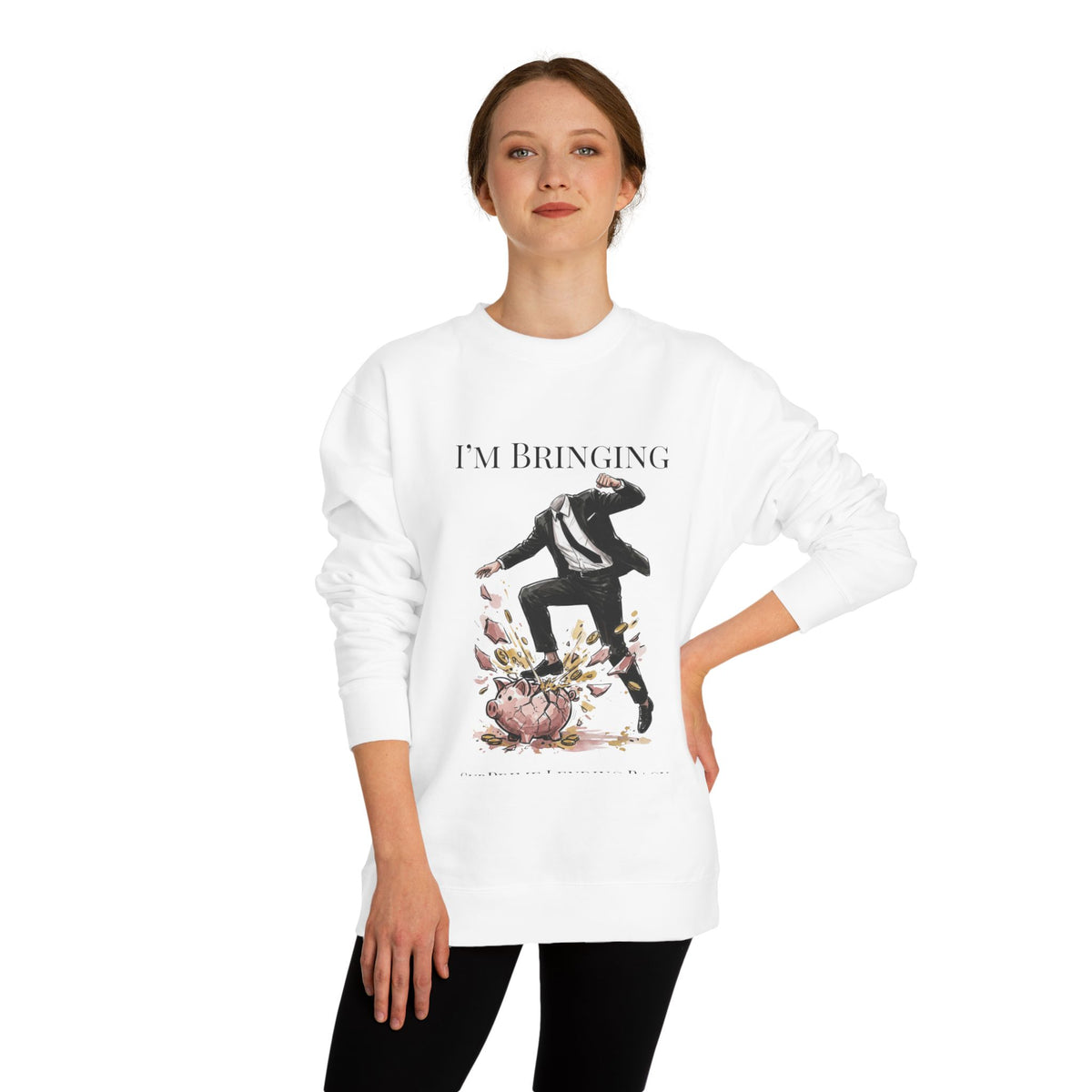 Crewneck sweatshirt printed with the Subprime Lending design