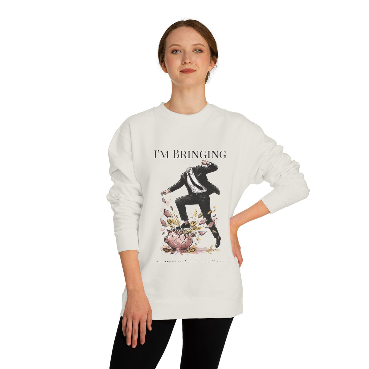 Crewneck sweatshirt printed with the Subprime Lending design
