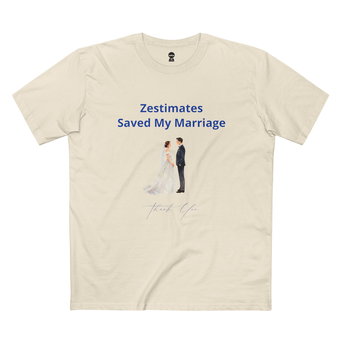 Natural t-shirt printed with the Zestimates design