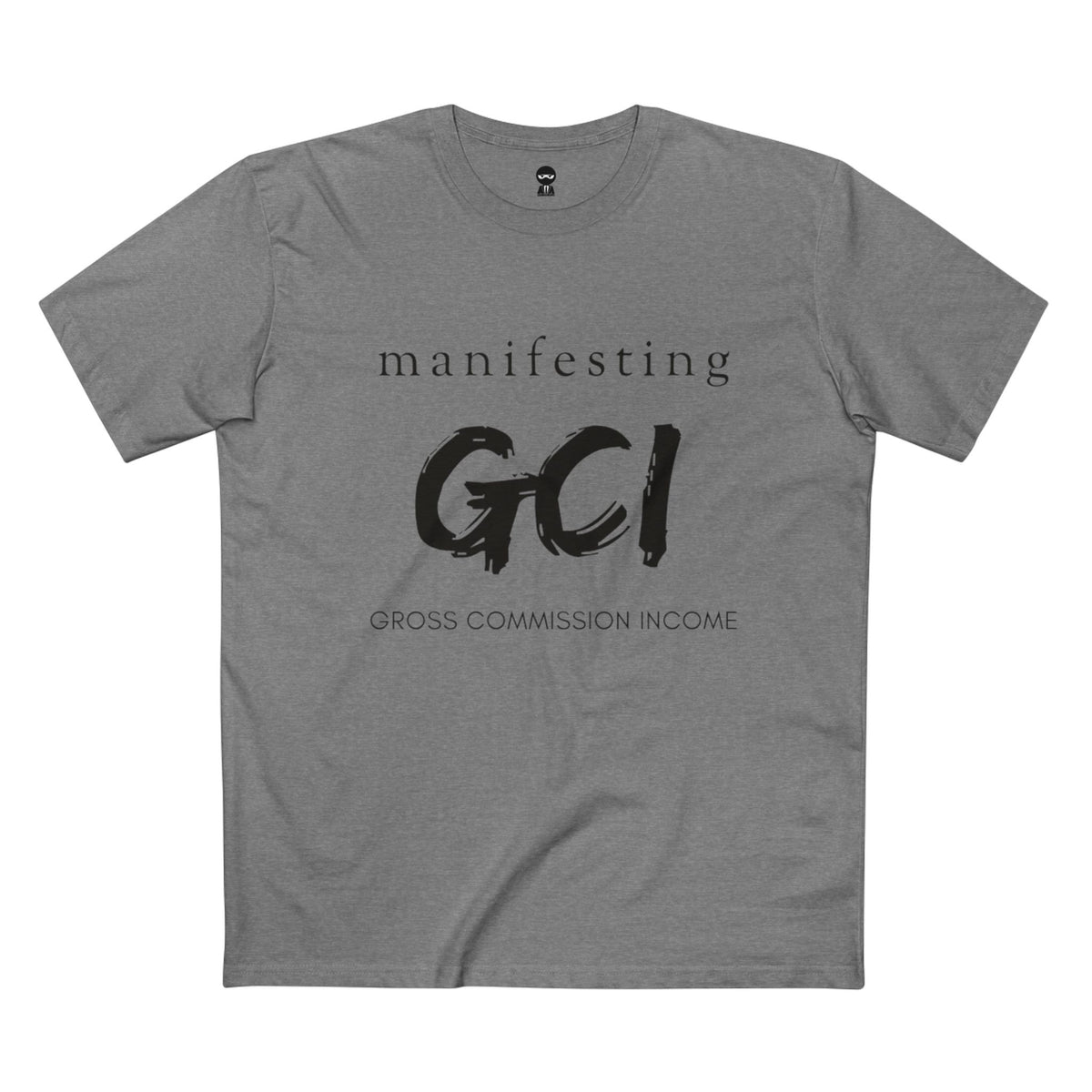 Athletic Heather t-shirt printed with the Manifesting GCI design