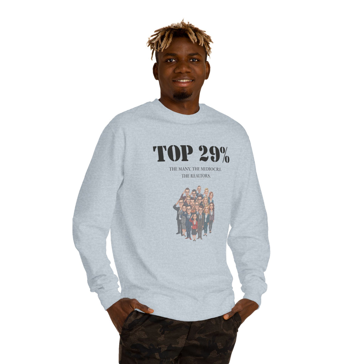 Crewneck sweatshirt printed with the Top 29% design