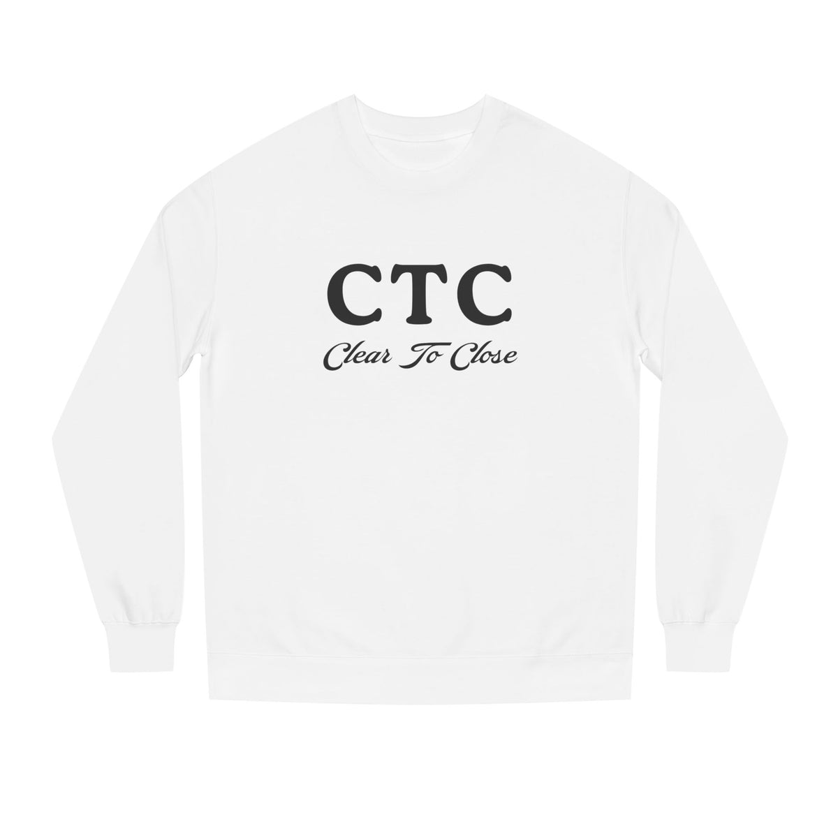 White crewneck sweatshirt printed with the CTC design