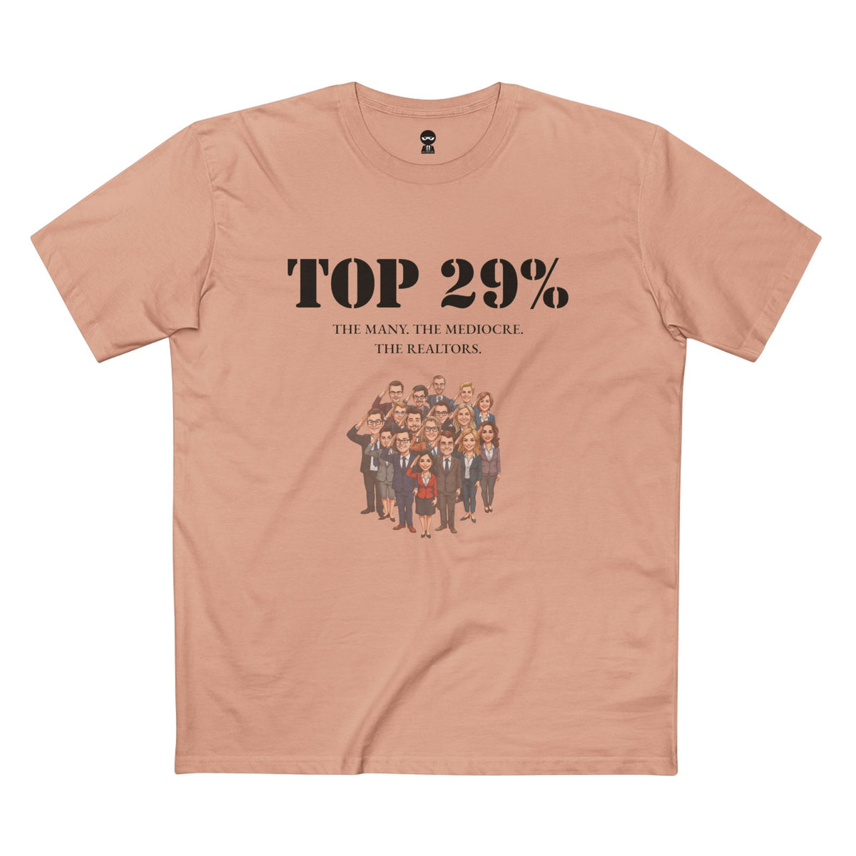 Pale Pink t-shirt printed with the Top 29% design