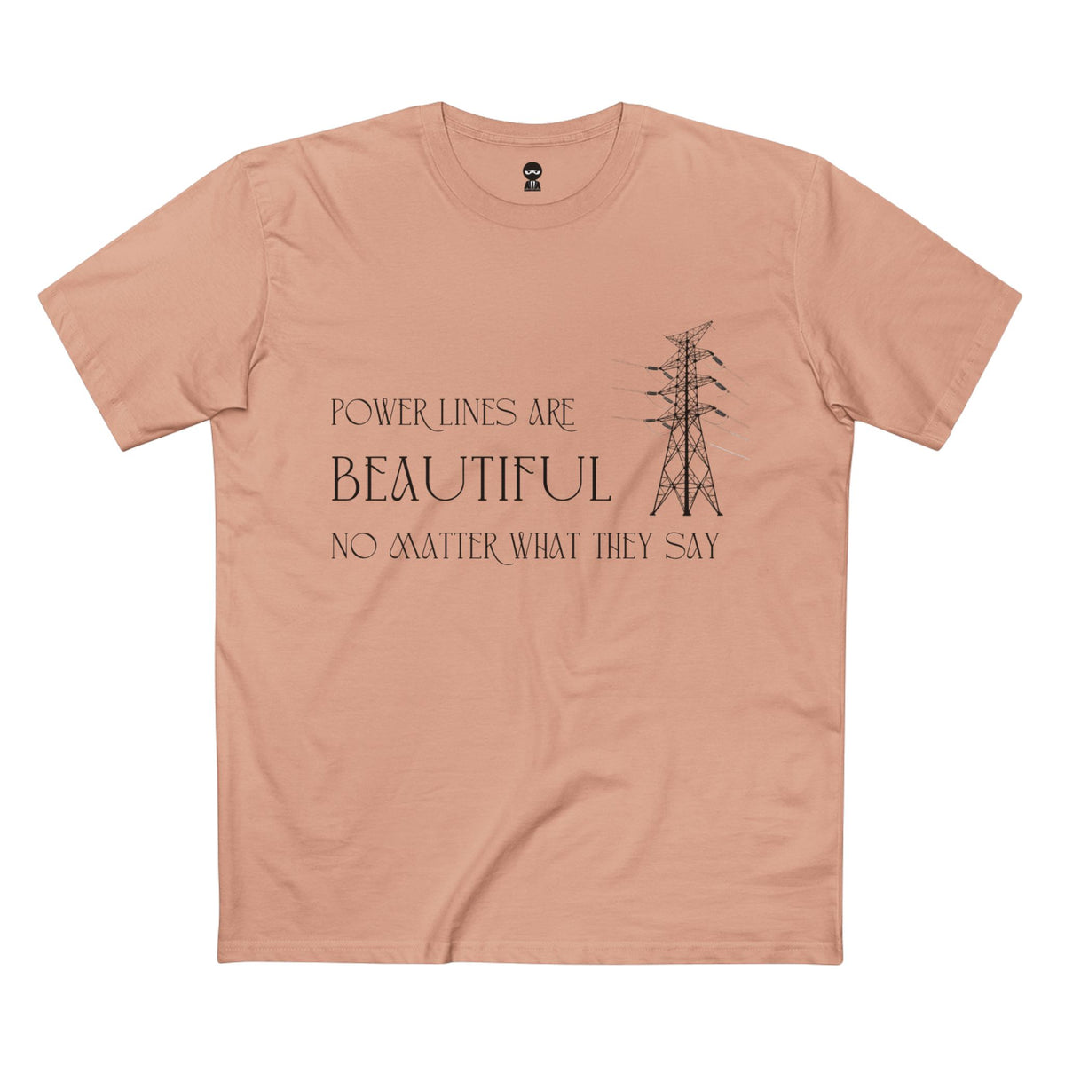 Pale Pink t-shirt printed with the Power Lines design