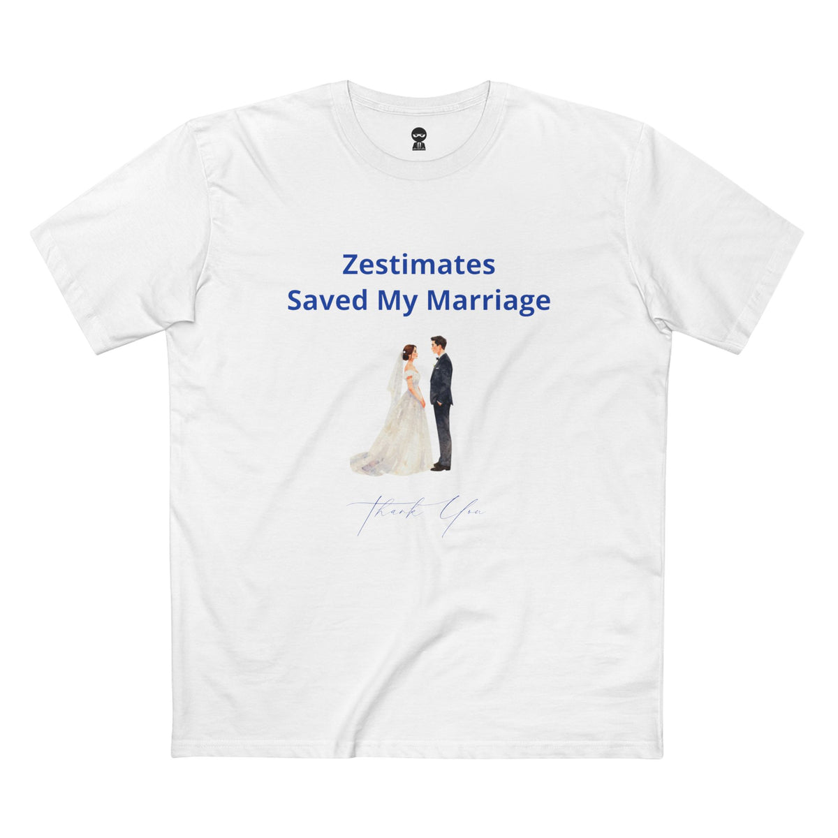 White t-shirt printed with the Zestimates design