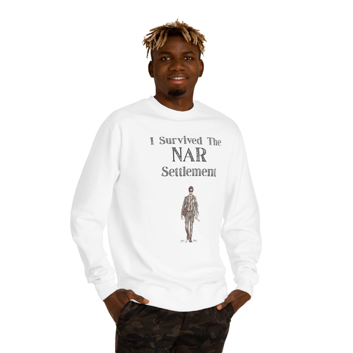 Crewneck sweatshirt printed with the I Survived the NAR Settlement design