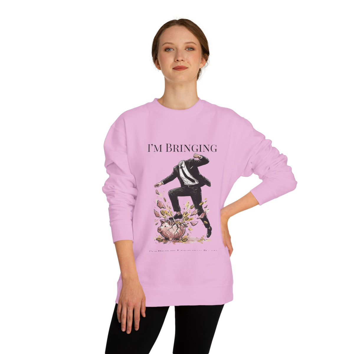 Crewneck sweatshirt printed with the Subprime Lending design