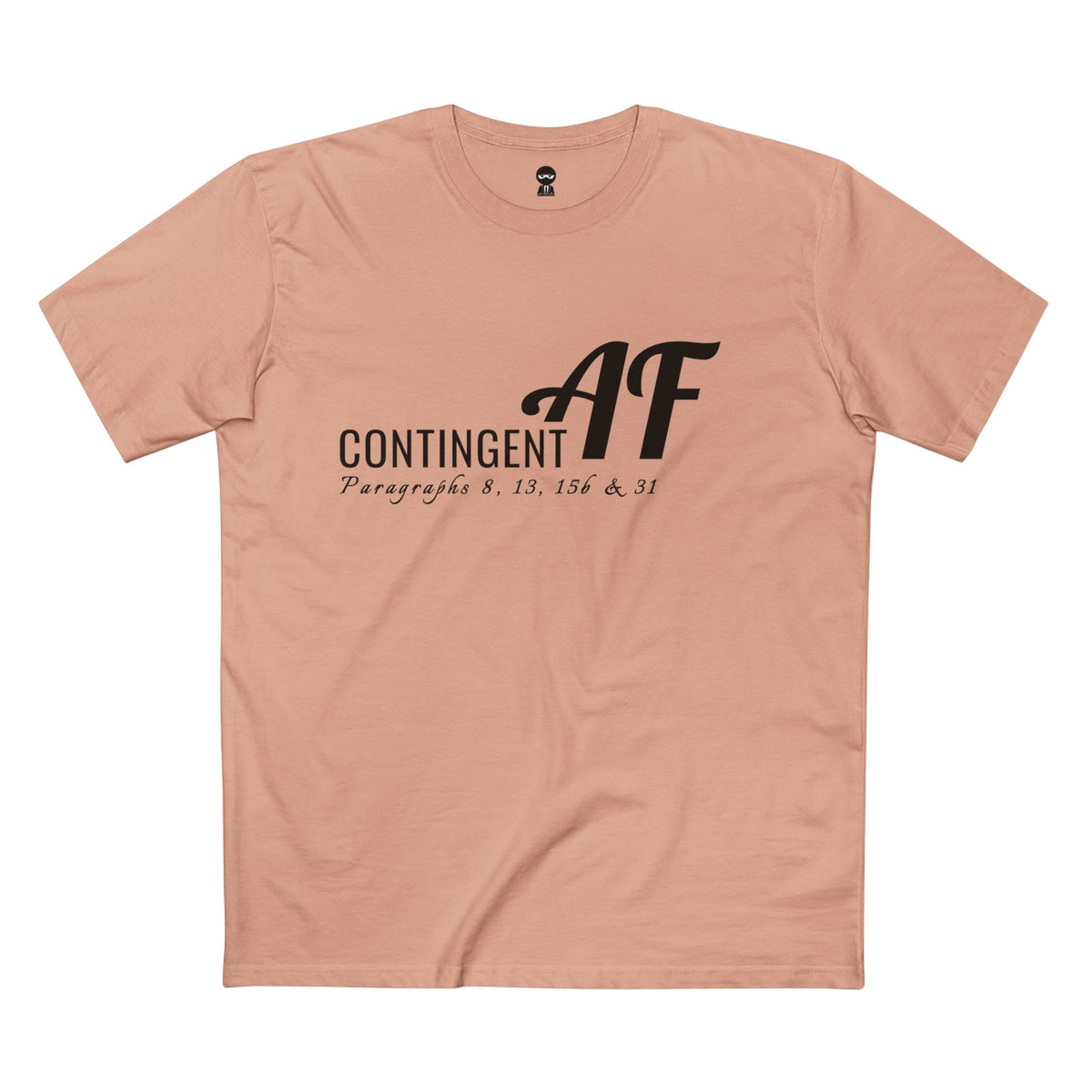 Pale Pink t-shirt printed with the Contingent AF design