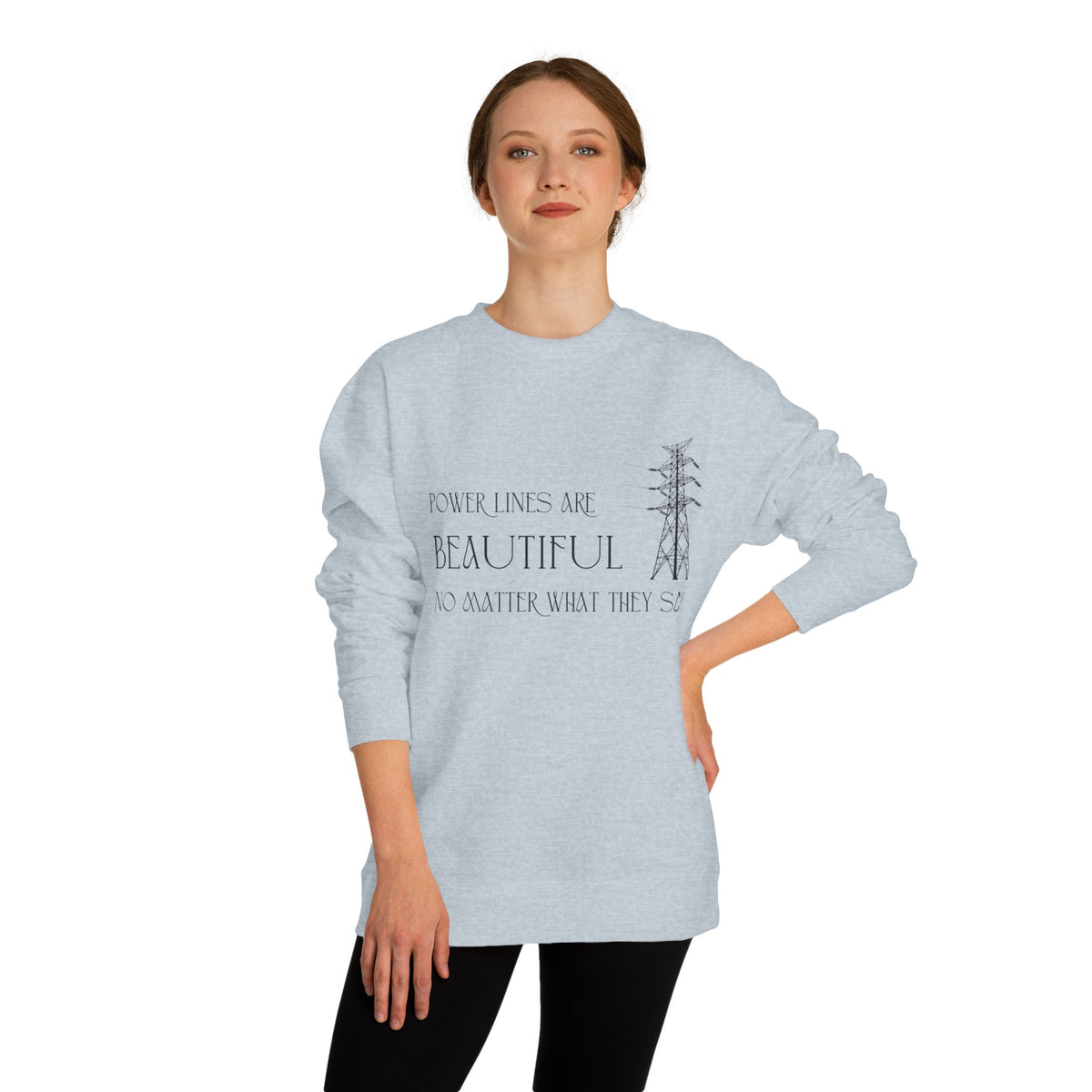 Crewneck sweatshirt printed with the Power Lines design