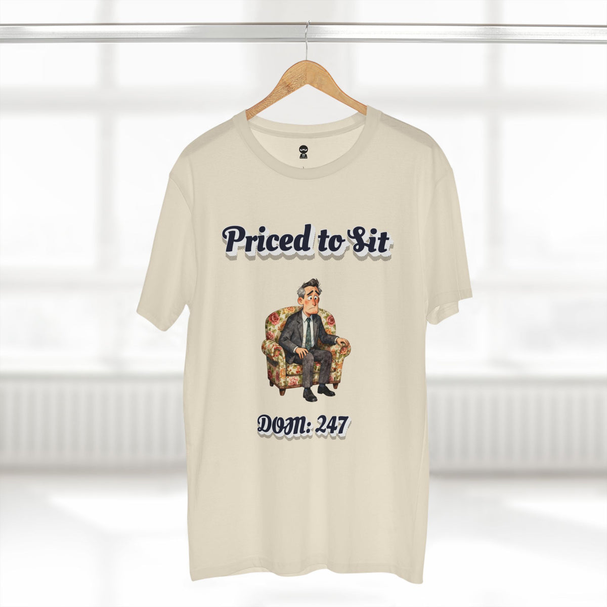 T-shirt printed with the Priced to Sit design