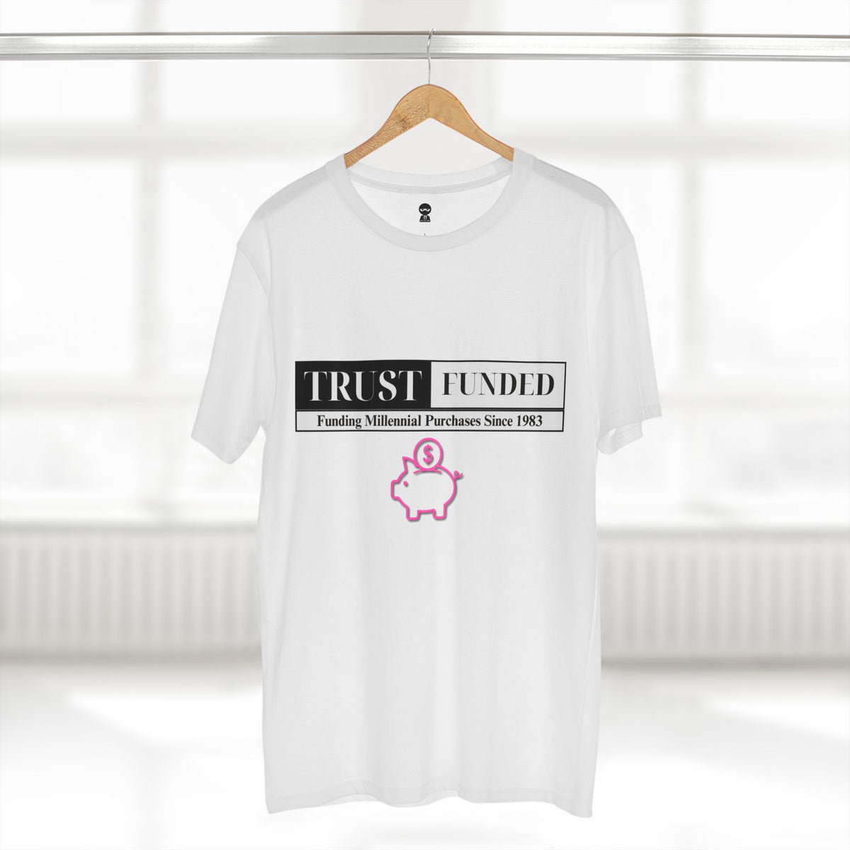 T-shirt printed with the Trust Funded design