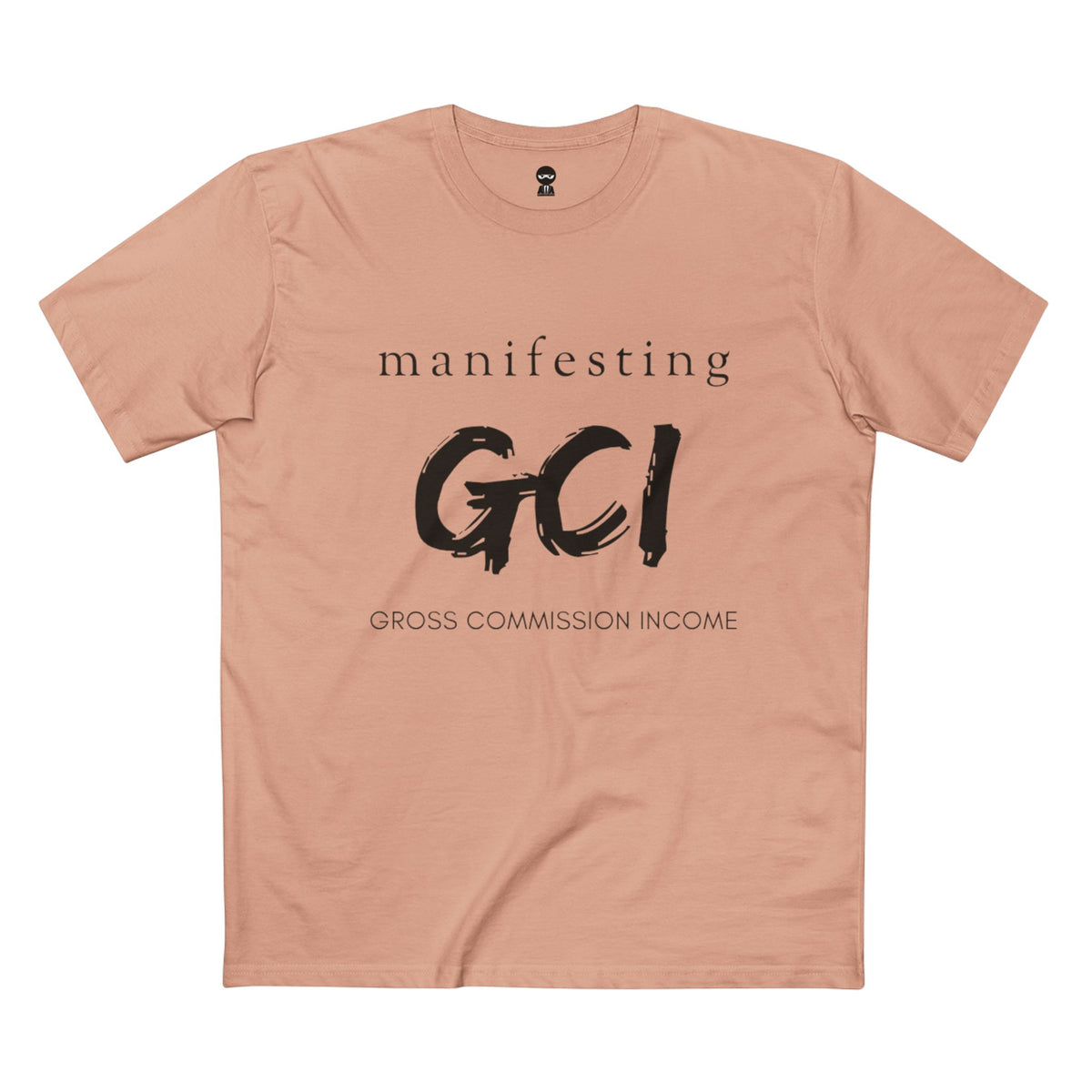 Pale Pink t-shirt printed with the Manifesting GCI design