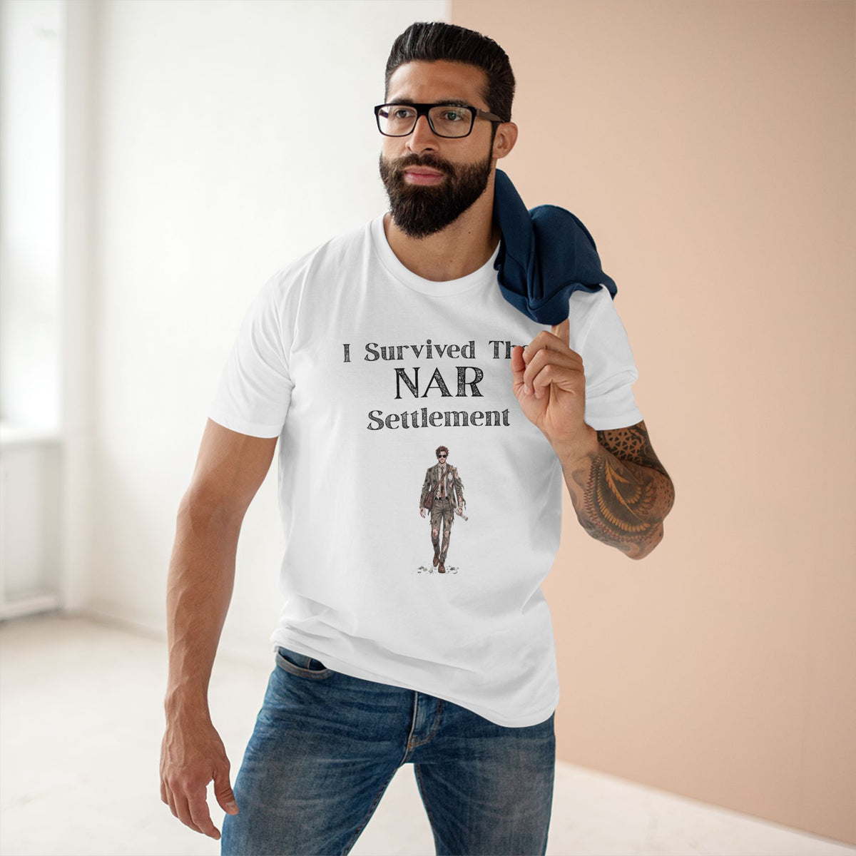 T-shirt printed with the I Survived the NAR Settlement design