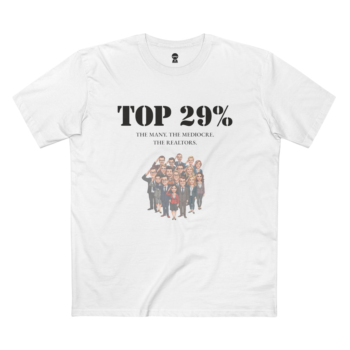 White t-shirt printed with the Top 29% design