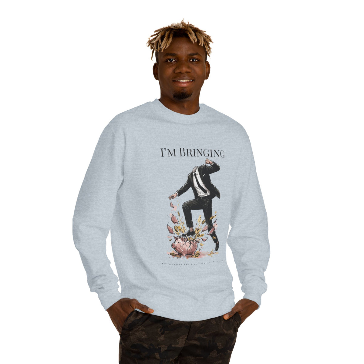 Crewneck sweatshirt printed with the Subprime Lending design