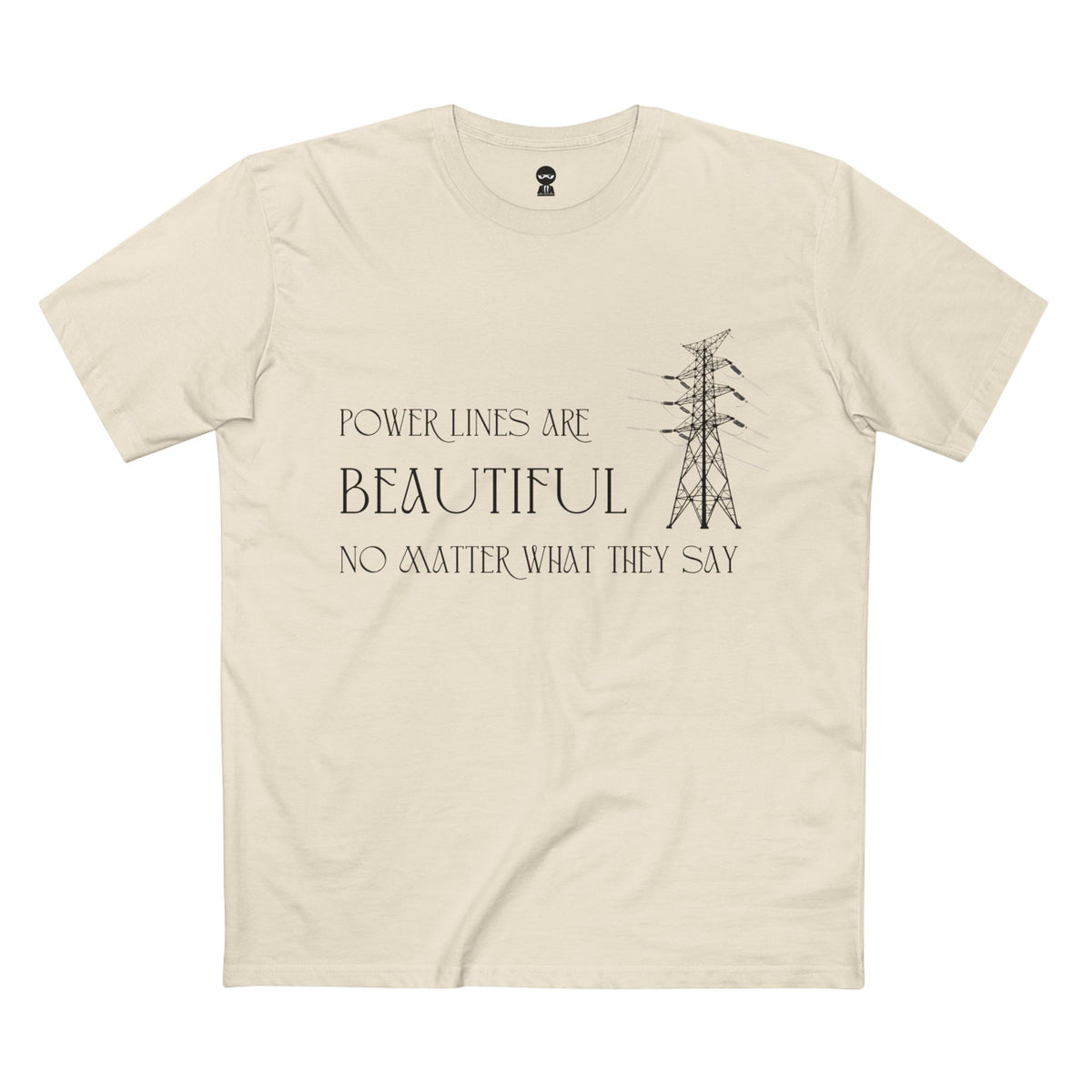 Natural t-shirt printed with the Power Lines design