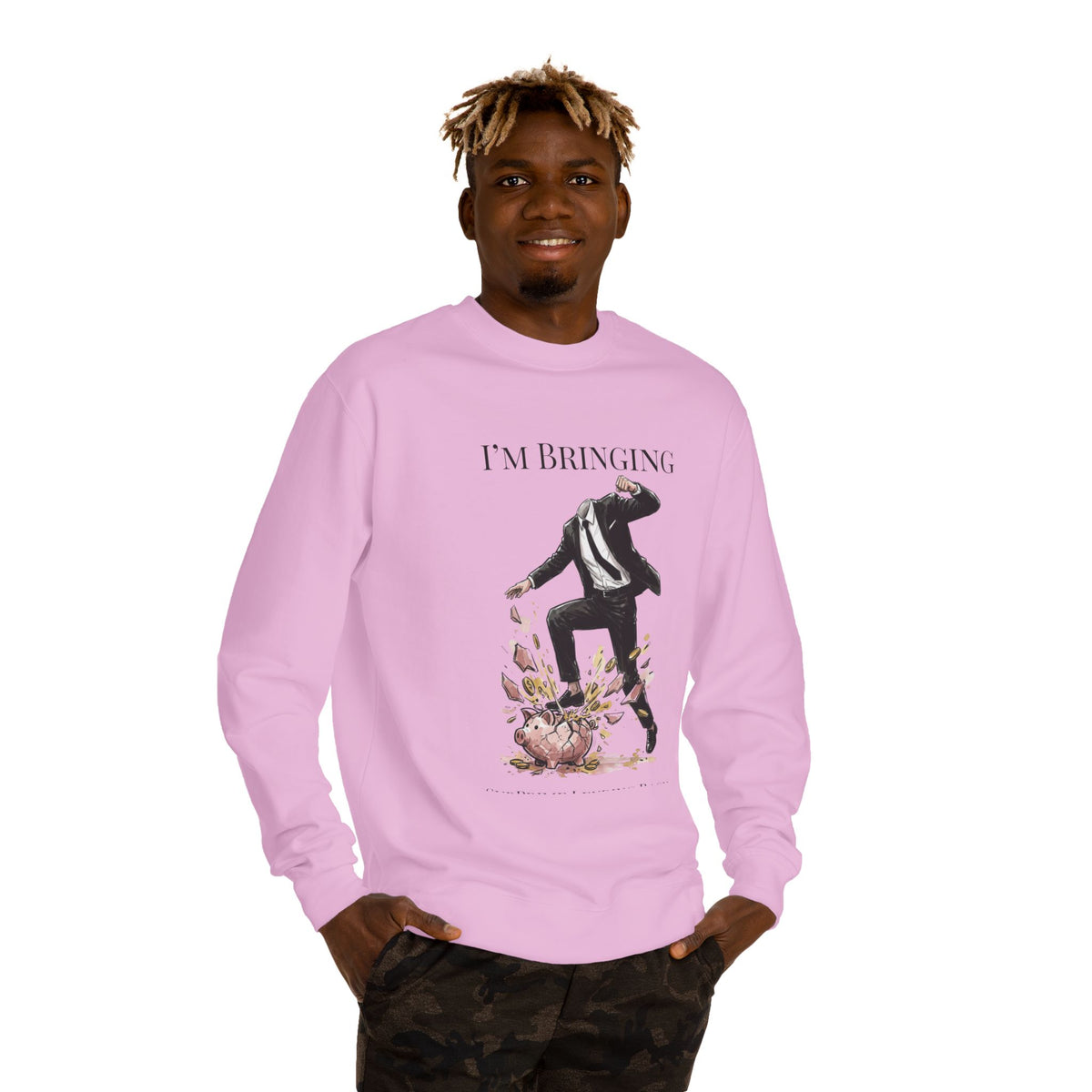 Crewneck sweatshirt printed with the Subprime Lending design