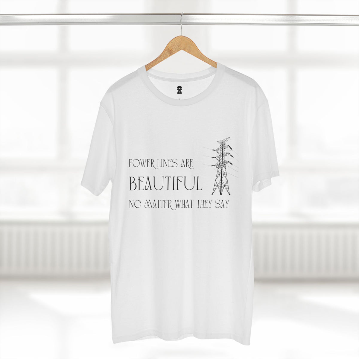 T-shirt printed with the Power Lines design