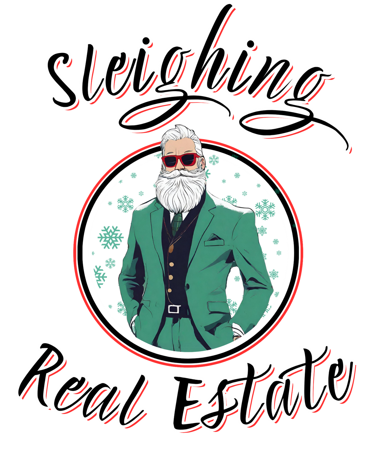 Crewneck sweatshirt printed with the Sleighing Real Estate design