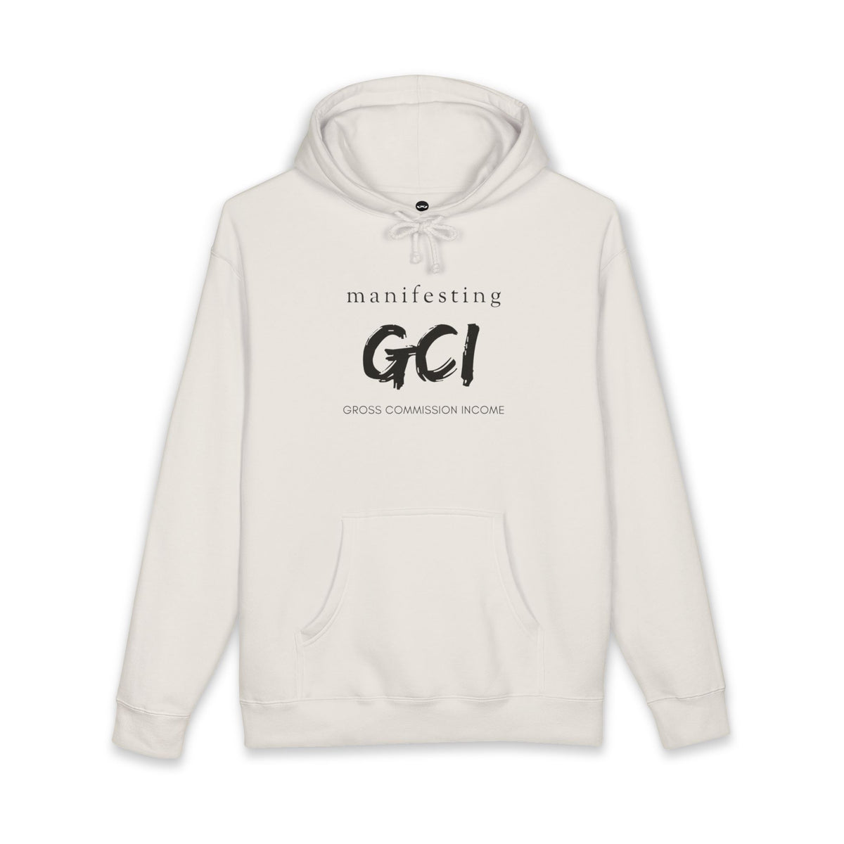 Bone hoodie printed with the Manifesting GCI design