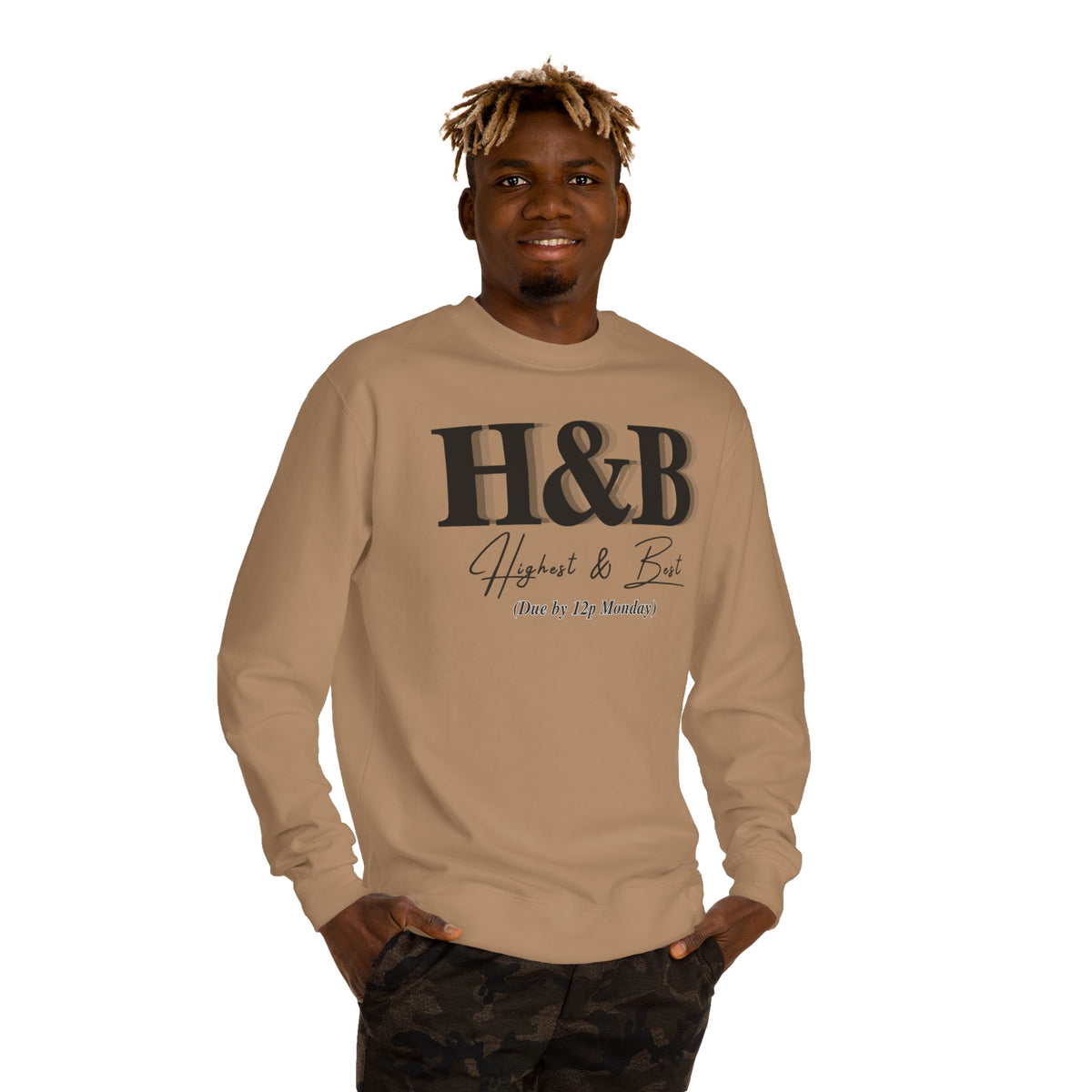Crewneck sweatshirt printed with the H&B design