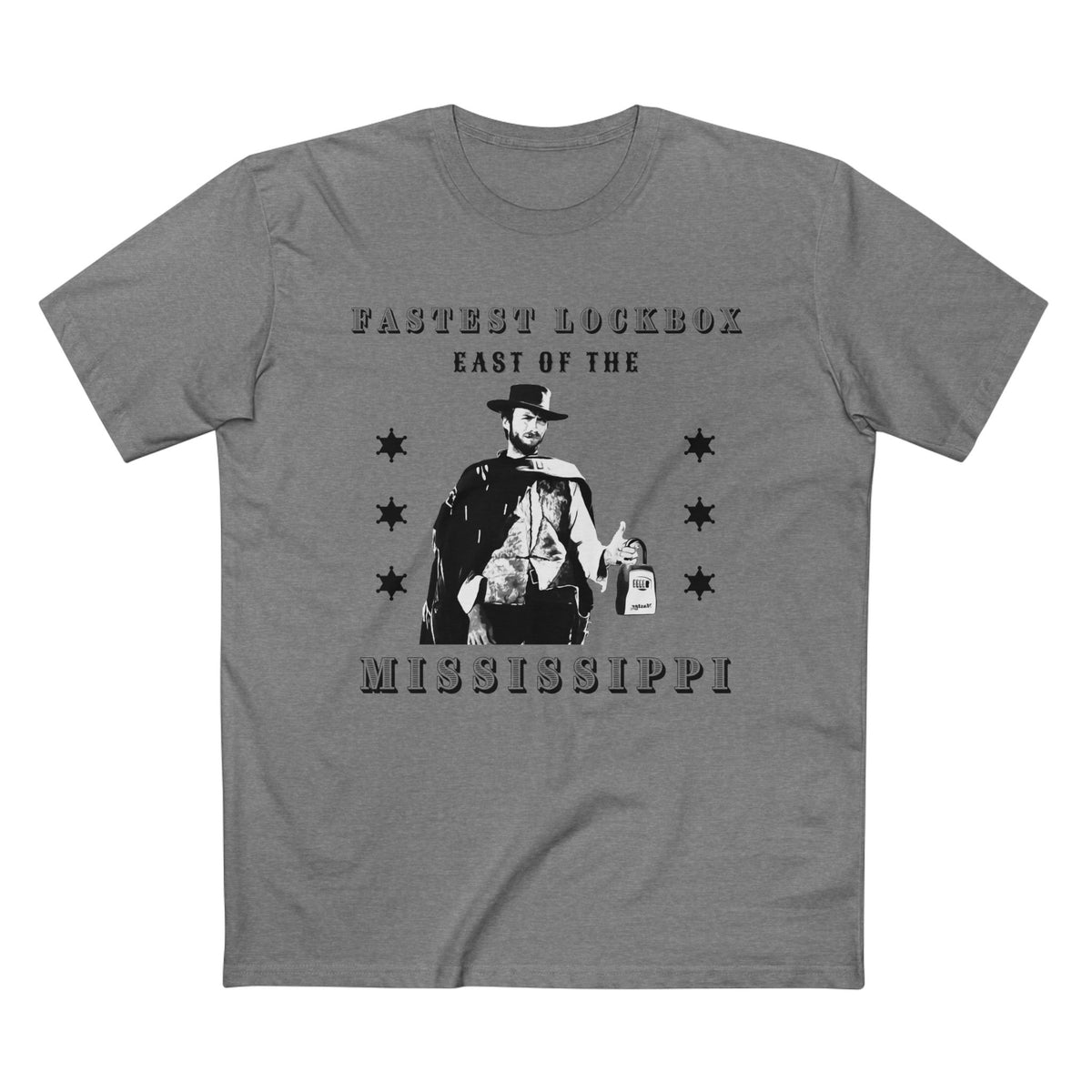 Athletic Heather t-shirt printed with the Fastest Lockbox East design