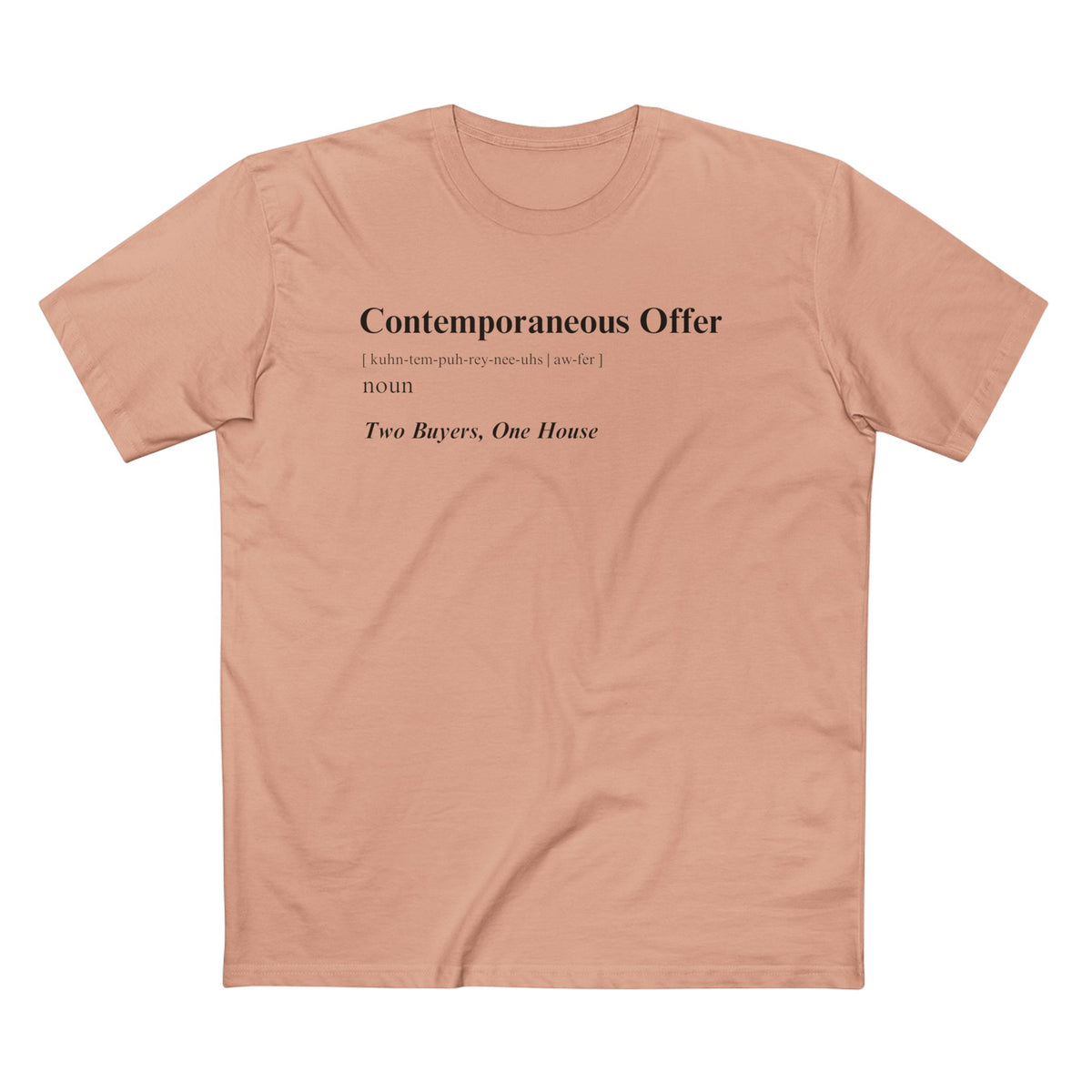 Pale Pink t-shirt printed with the Contemporaneous Offer Light design