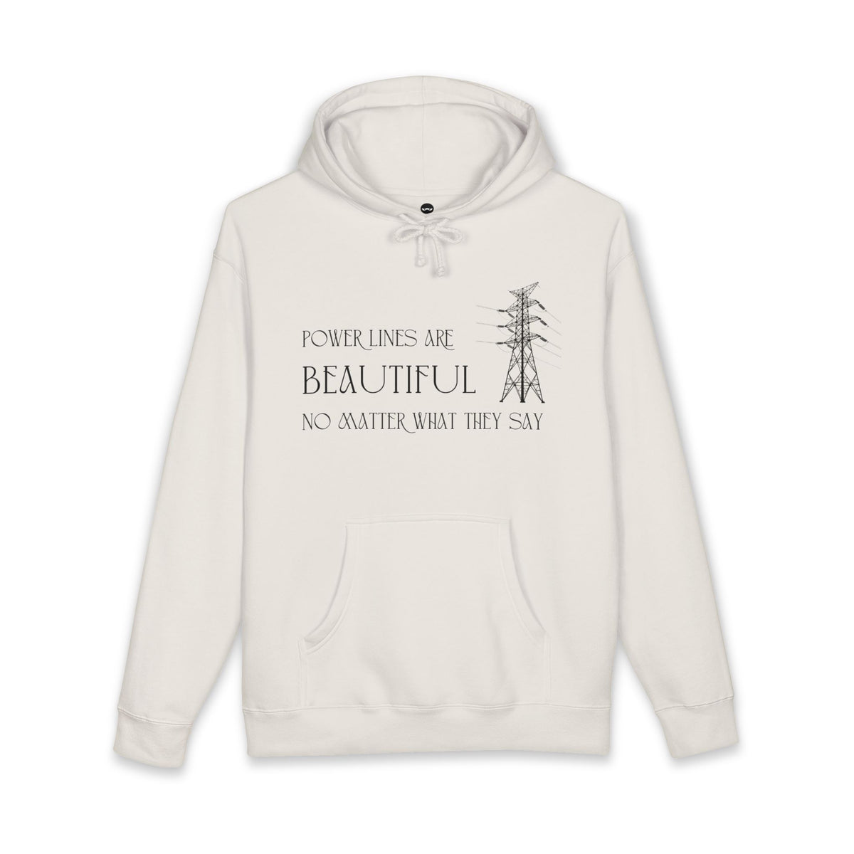 Bone hoodie printed with the Power Lines design