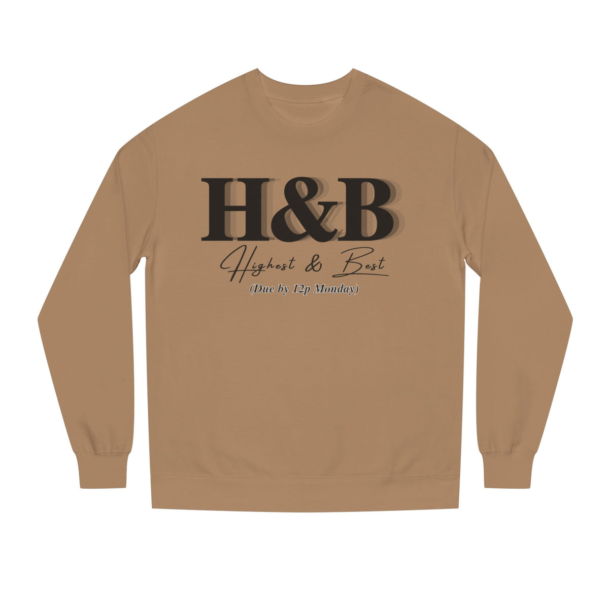 Sandstone crewneck sweatshirt printed with the H&B design