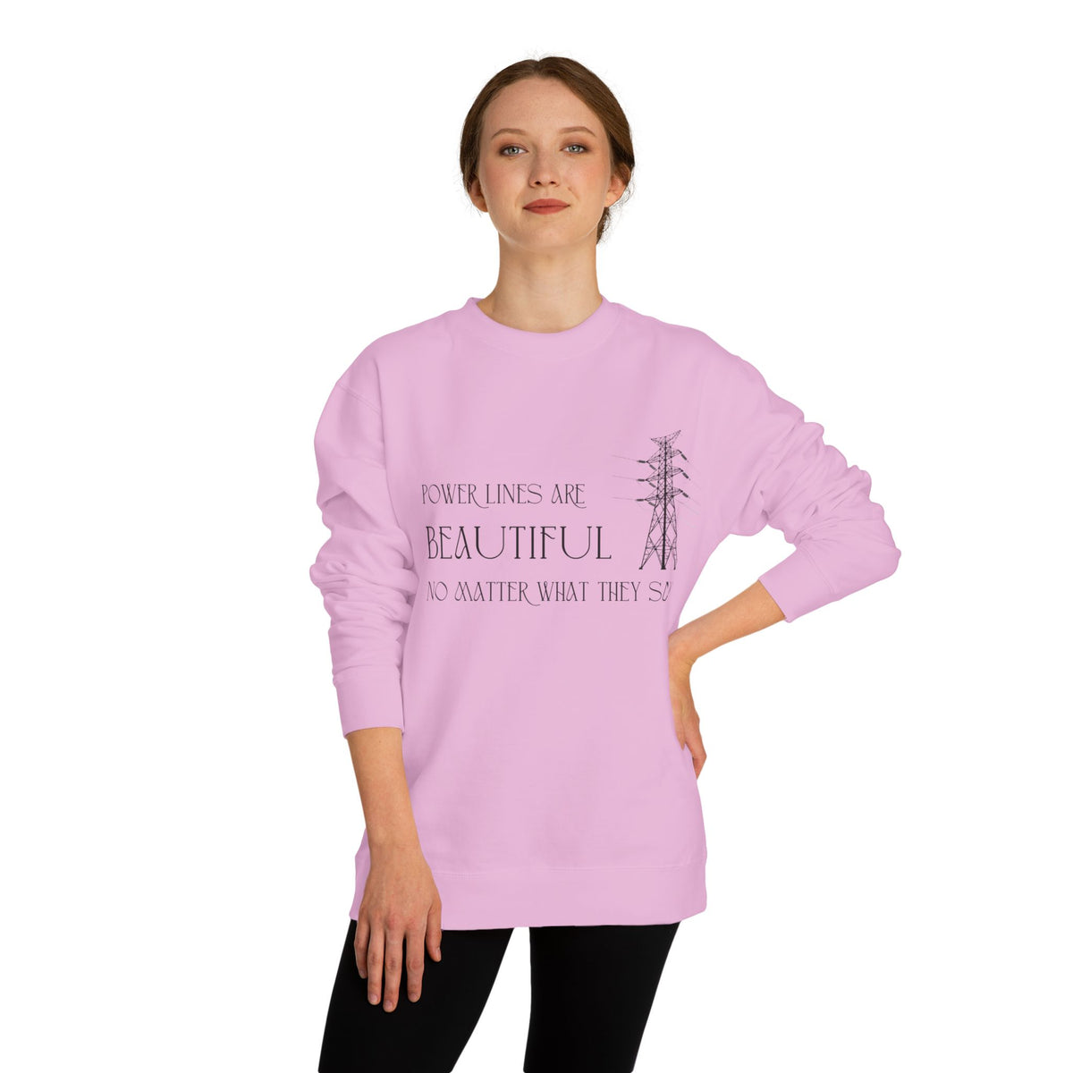 Crewneck sweatshirt printed with the Power Lines design