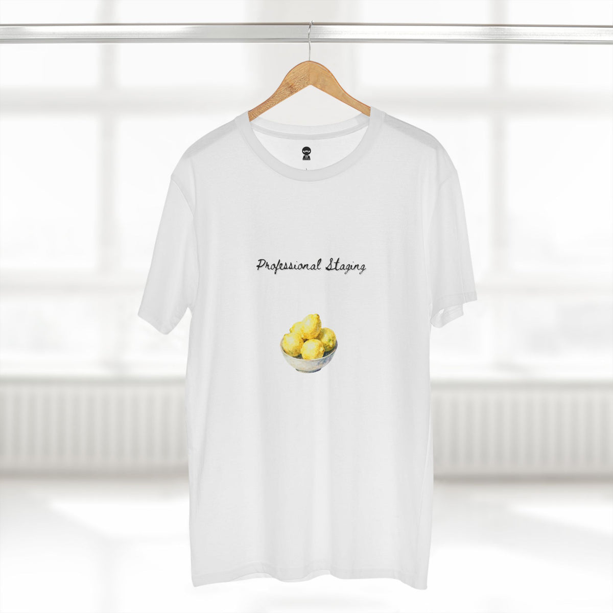 T-shirt printed with the Staged design