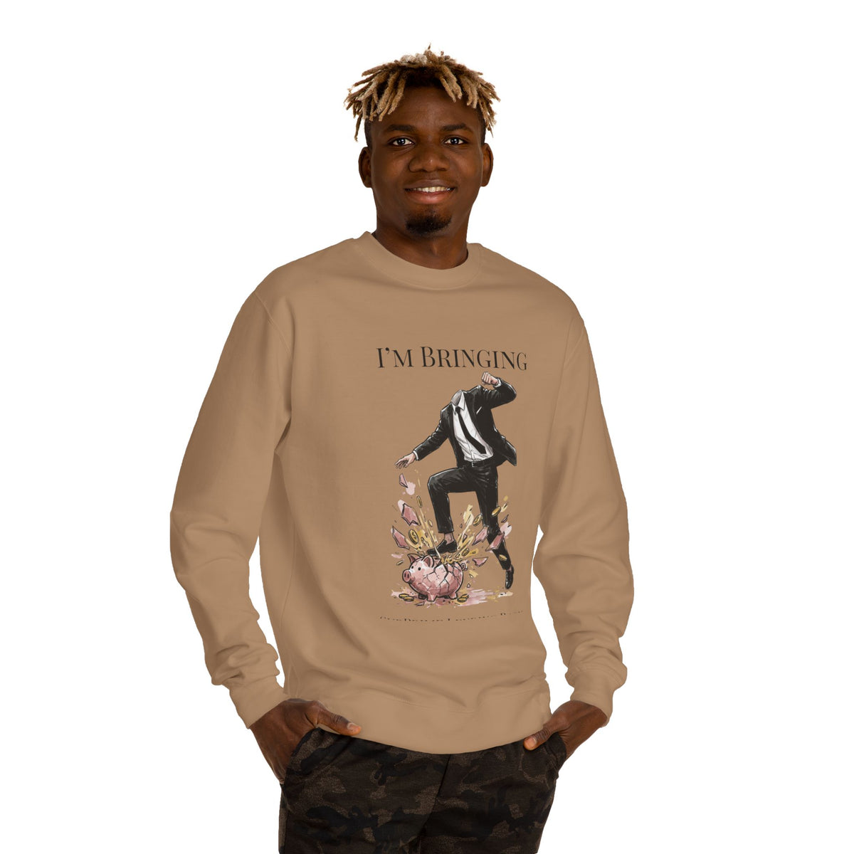 Crewneck sweatshirt printed with the Subprime Lending design
