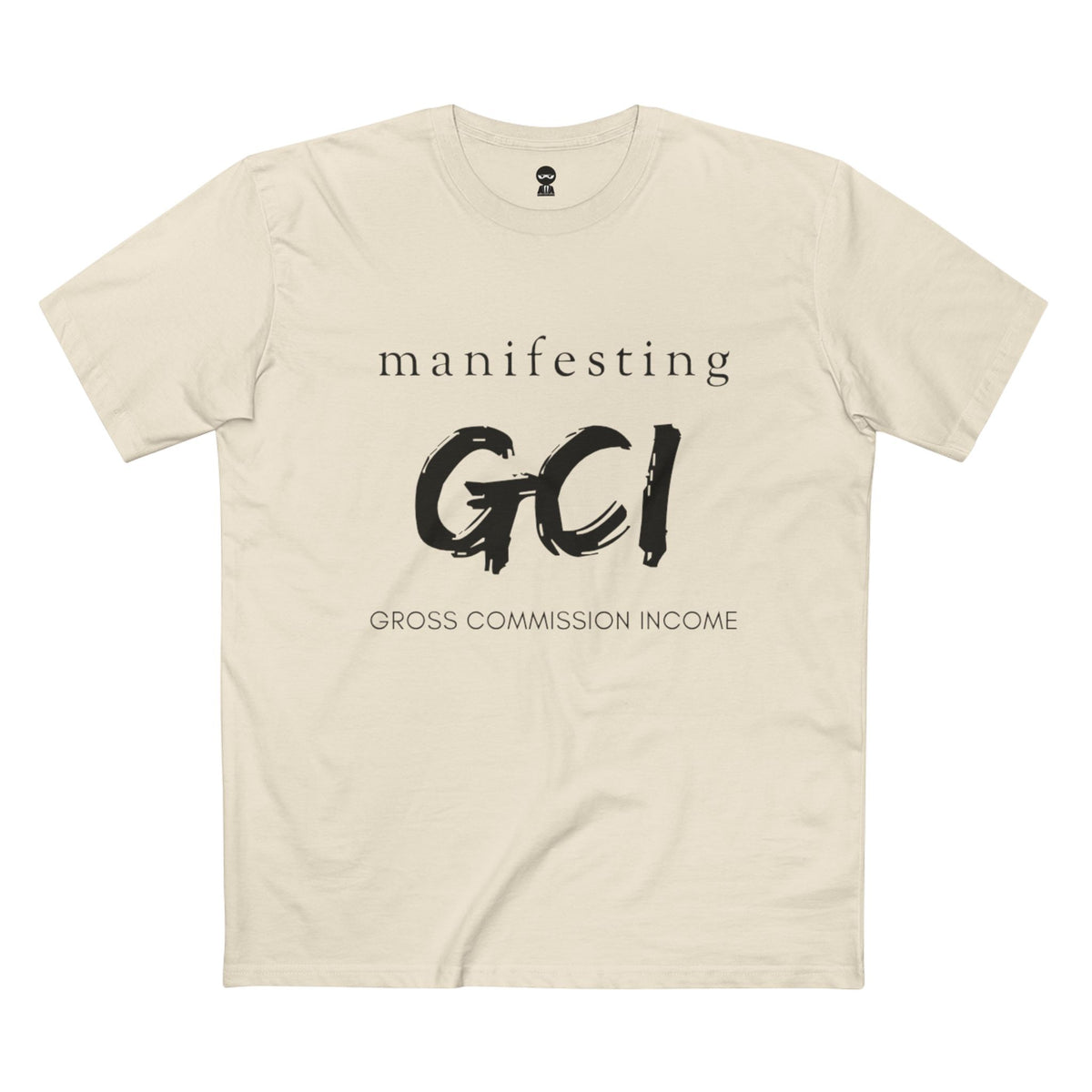 Natural t-shirt printed with the Manifesting GCI design