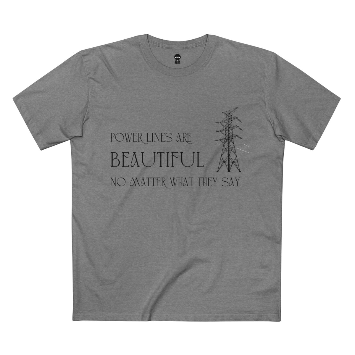 Athletic Heather t-shirt printed with the Power Lines design