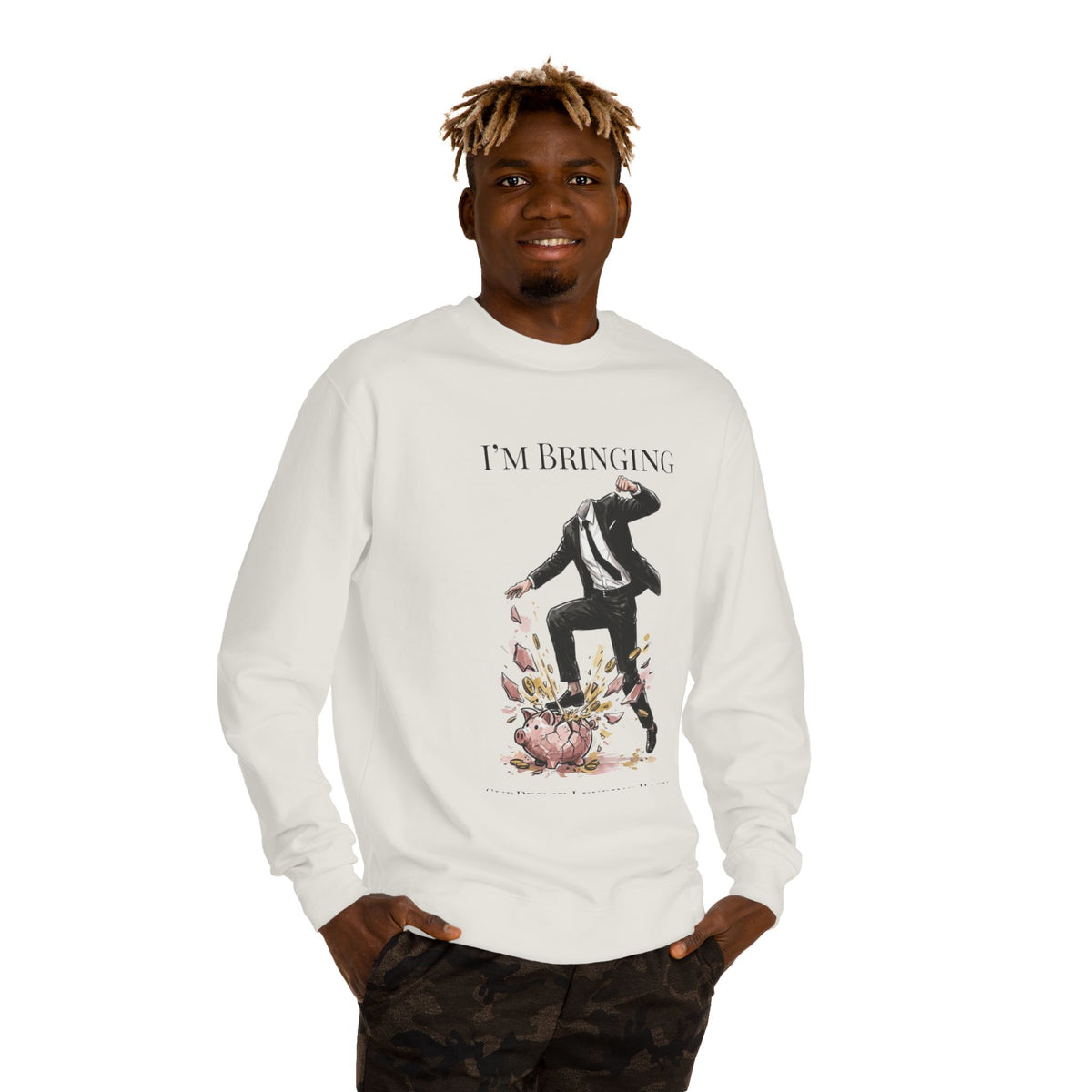 Crewneck sweatshirt printed with the Subprime Lending design