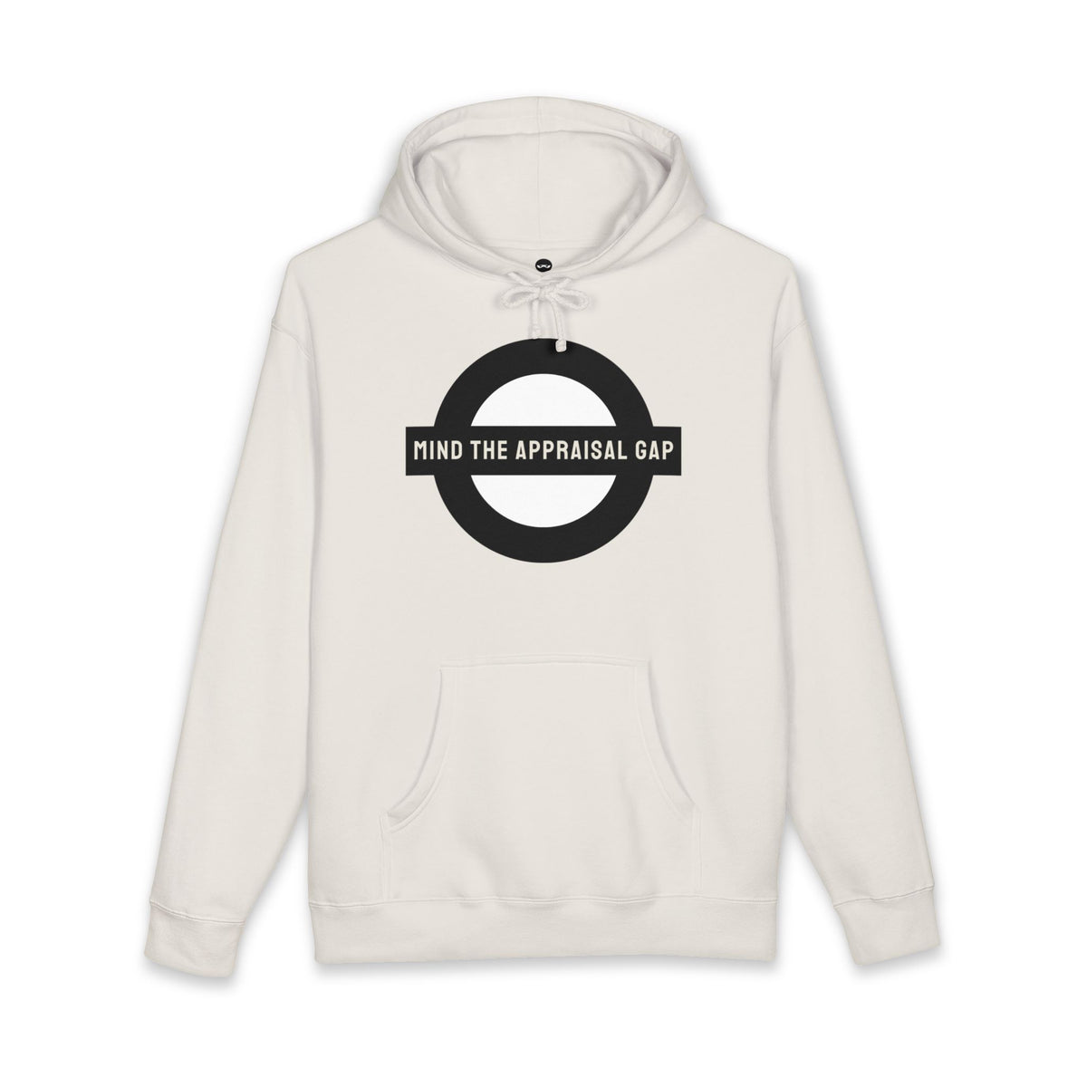Bone hoodie printed with the Mind the Appraisal Gap design