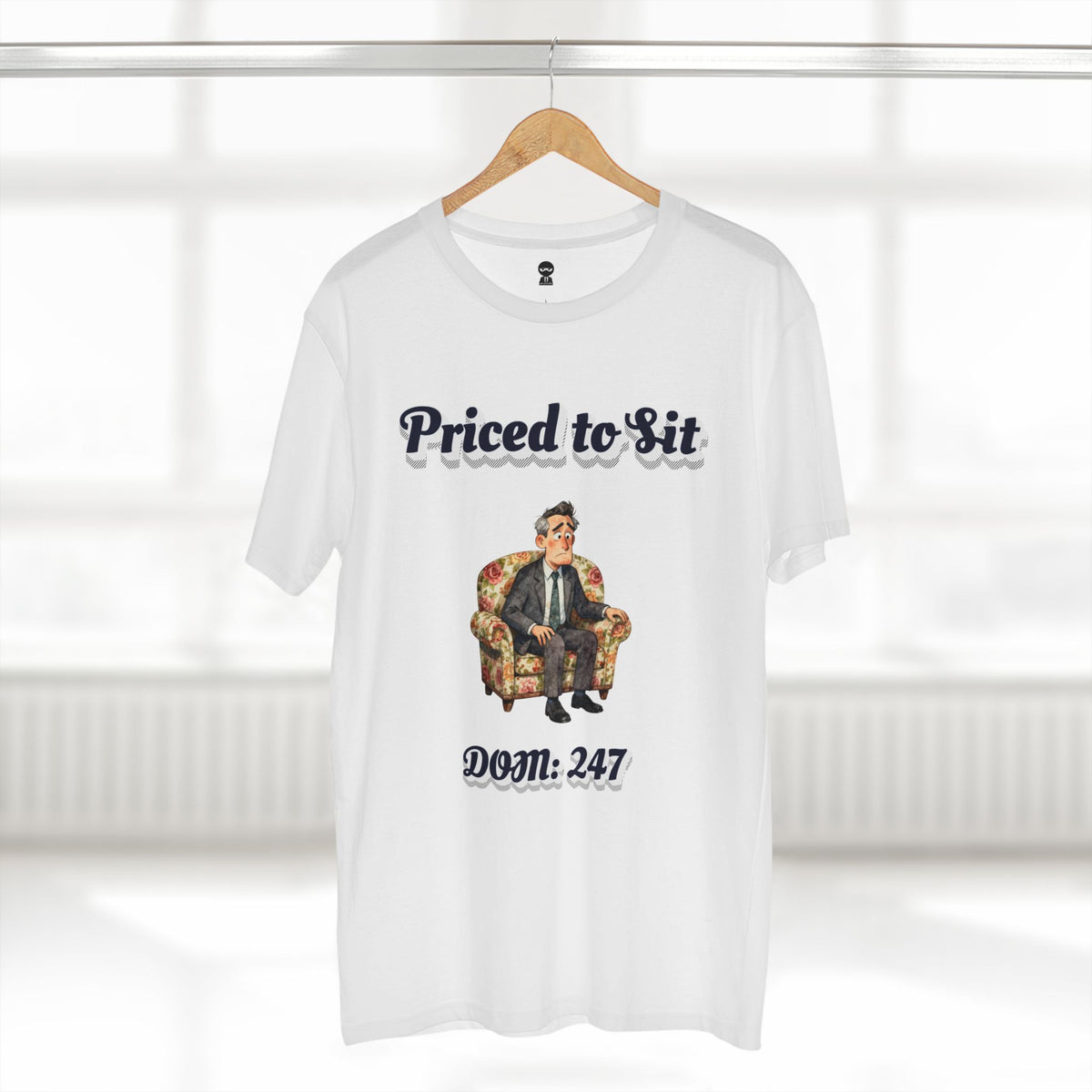 T-shirt printed with the Priced to Sit design