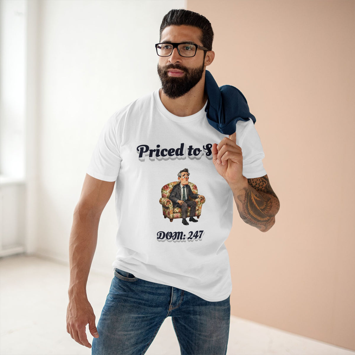 T-shirt printed with the Priced to Sit design