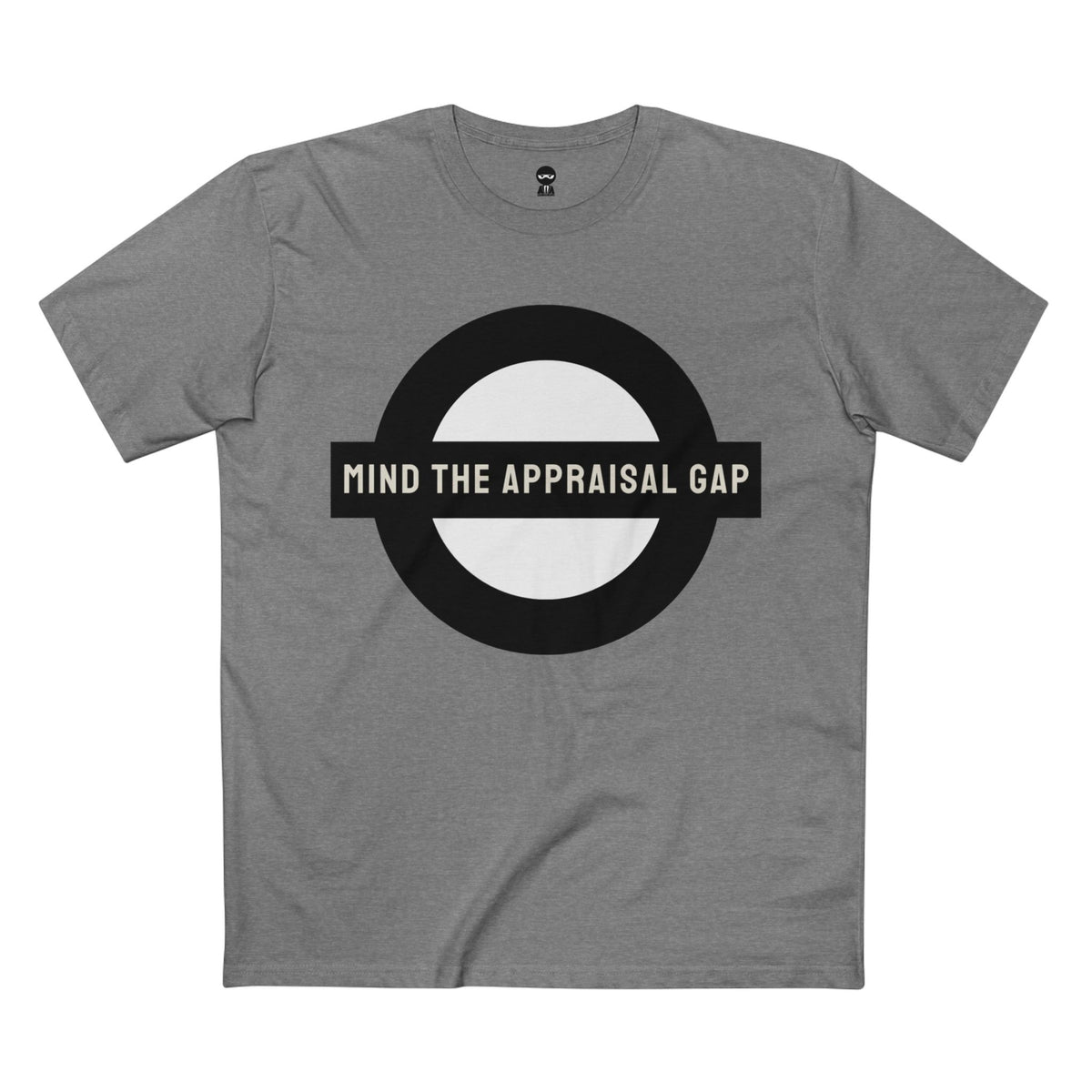 Athletic Heather t-shirt printed with the Mind the Appraisal Gap design