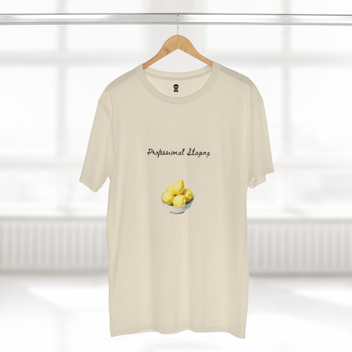 T-shirt printed with the Staged design