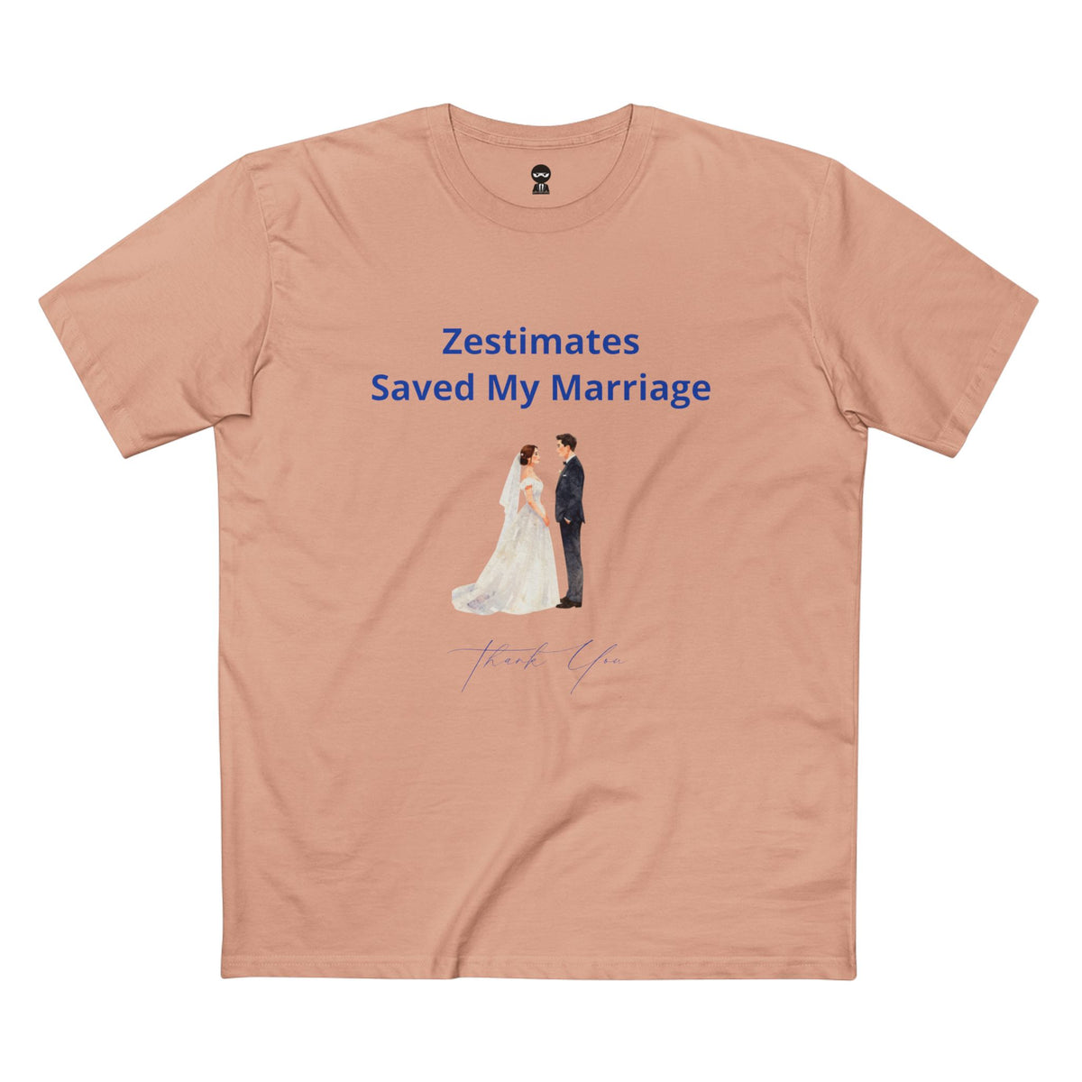 Pale Pink t-shirt printed with the Zestimates design